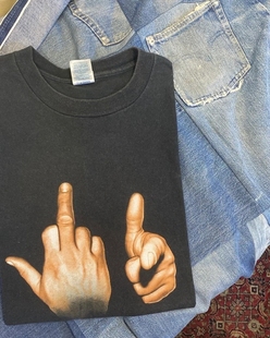 t恤潮 显瘦宽松男女短袖 手势美式 复古Vintage街头男女百搭大码
