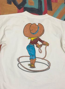 贝蒂小姐呼啦圈印花短袖T恤法式温柔风简约半袖男女款高级设计