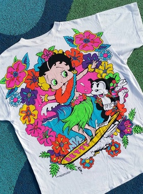 美式vintage t恤Betty Boop贝蒂小姐印花短袖男女ins超火下身失踪