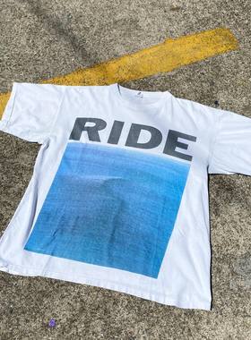 金属摇滚乐队RideT恤衫Nowhere字母印花纯棉高街潮牌复古男女短袖