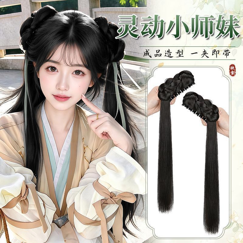 汉服古风抓夹双马尾假发增发