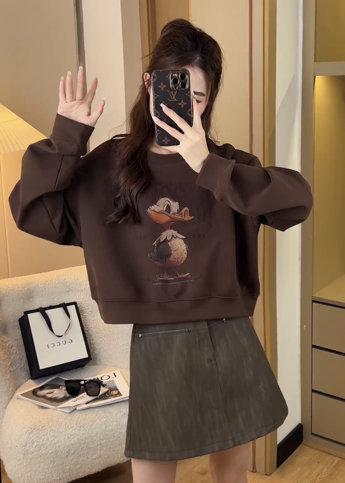 卫衣女励志鸭长袖套头上衣