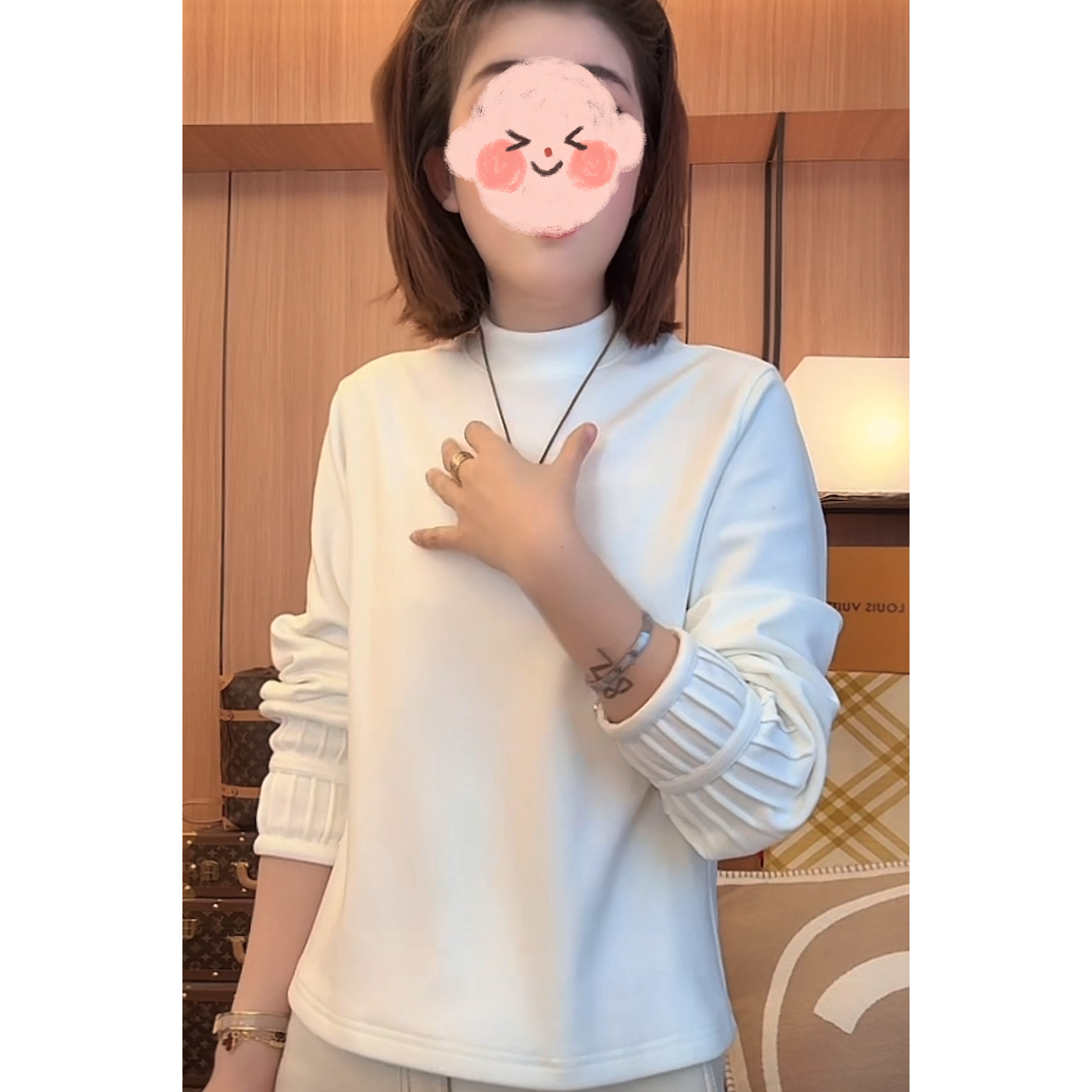 南瓜袖双面德绒立领长袖打底T恤女秋冬新款时尚保暖宽松百搭上衣