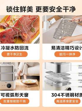 美.的锁嫩舱2.0电蒸锅蒸炖锅11.6L隔水炖智能家用多用途锅ZGS3020