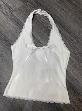 纯欲bm白色蕾丝花边甜辣显瘦吊带背心拼接修身秋冬新款打底上衣