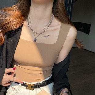 美背方领带胸垫背心女内搭性感文胸一体上衣设计感小众打底抹胸