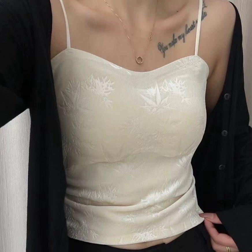 秋冬新款金丝绒保暖提花吊带背心带胸垫打底美背修身抹胸上衣遮肚,女装/女士精品,背心吊带,淘宝优惠券,粉丝福利购,淘宝优惠卷