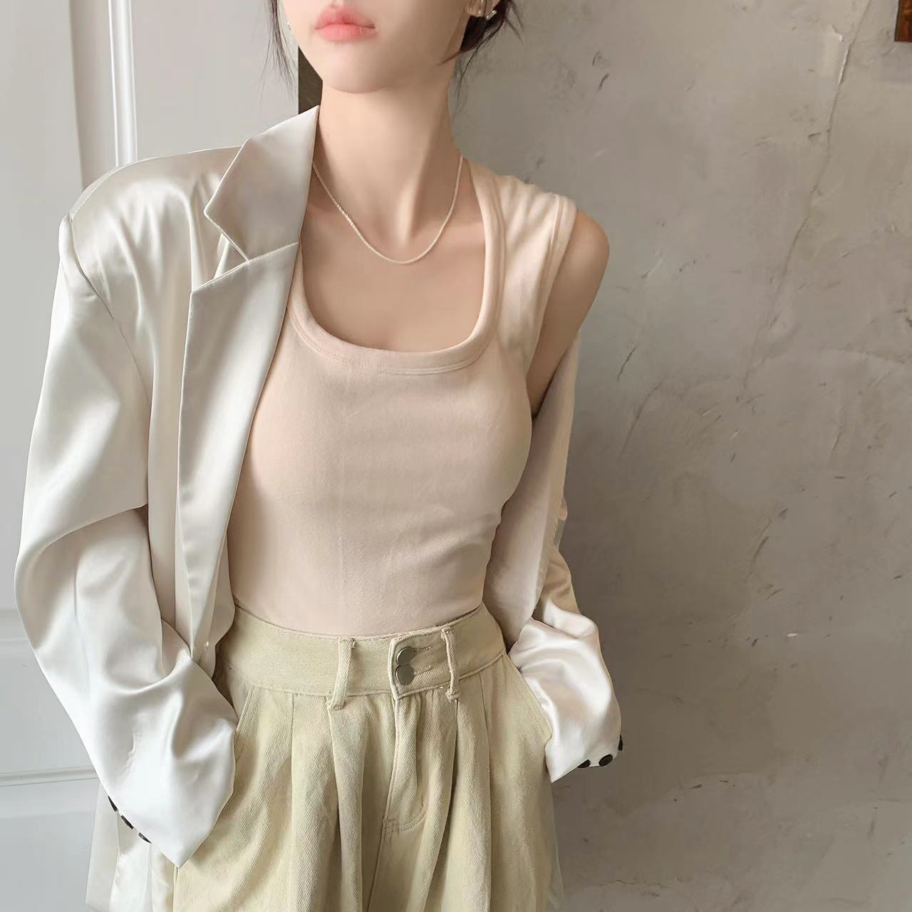 2024秋冬新款保暖背心女带胸垫免