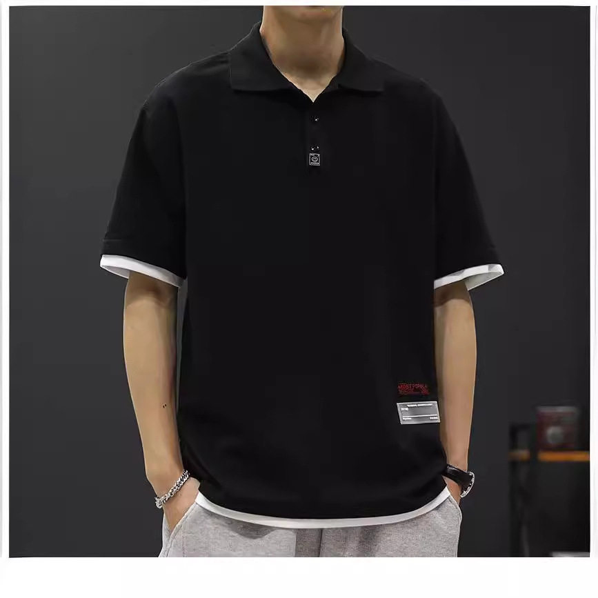 恒源祥大码polo衫男短袖t恤假两件夏季休闲宽松胖子加肥加大码300