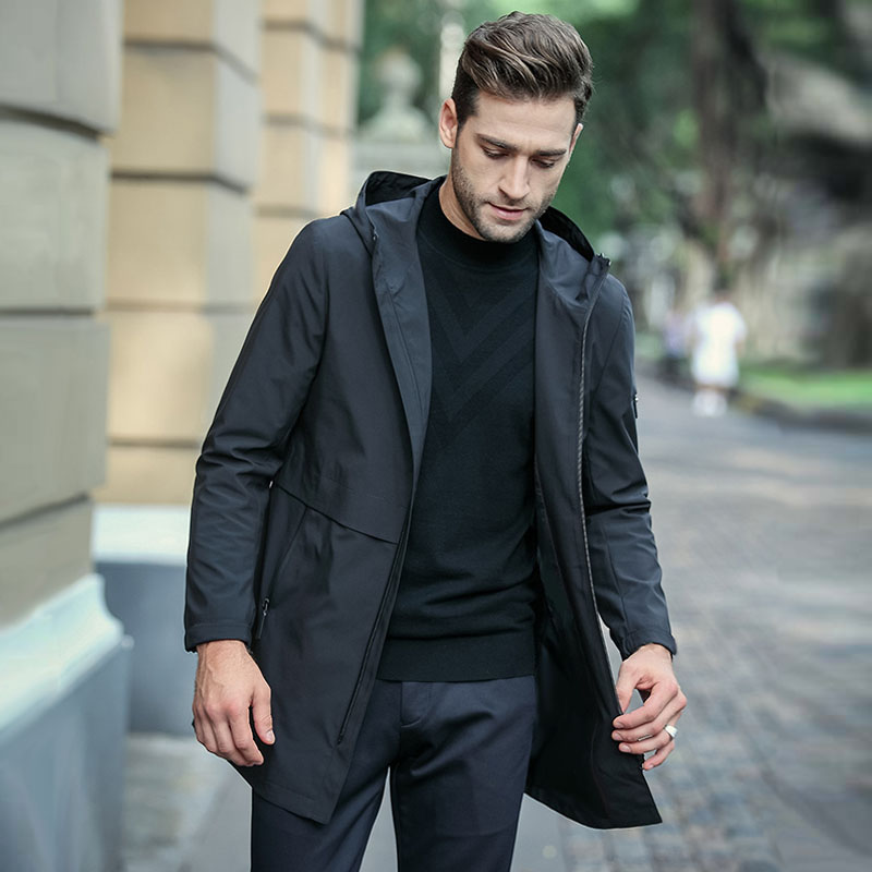 男士藏蓝色风衣宽松大码加肥加大号显瘦280斤穿2025秋季新款外套