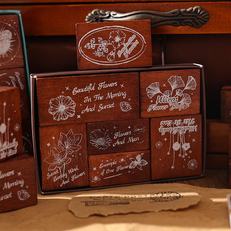 复古英文字母手账工具套装 可爱拼贴diy印章 手账素材图案装饰橡皮章