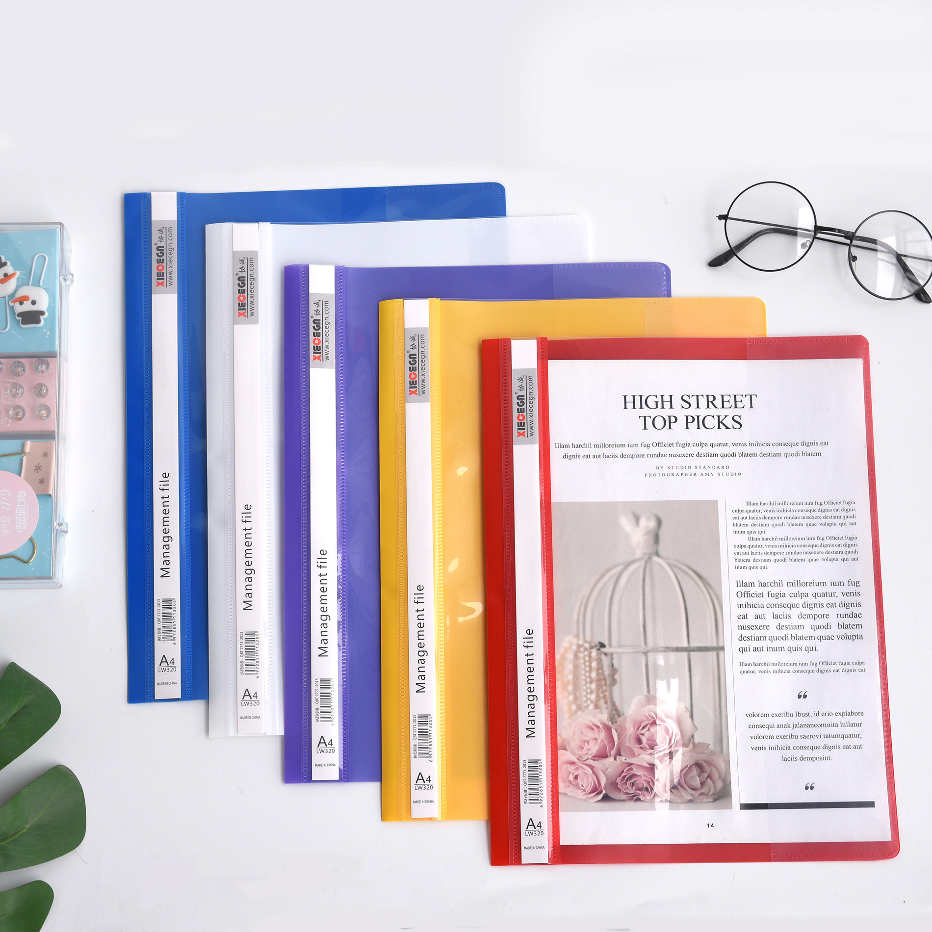 加厚a4装订两页夹透明彩色两孔夹打孔文件夹活页夹320报告夹简易讲义