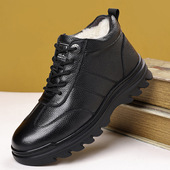 2026春季 防滑男鞋 奥伦头层牛皮棉鞋 加绒加厚商务休闲爸爸鞋