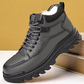 奥伦厚底棉鞋 加绒加厚商务休闲爸爸鞋 保暖羊毛棉皮鞋 2026春季 男鞋