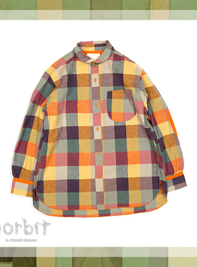 Norbit 日系复古格子衬衫 男女夏季工装风休闲长袖衬衣外套宽松