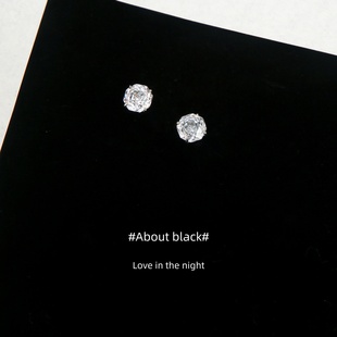 锆石千禧玫瑰切免摘316L钛钢耳钉耳垂钉耳骨钉 白玫瑰