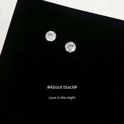 Ab | 白玫瑰 | 锆石千禧玫瑰切免摘316L钛钢耳钉耳垂钉耳骨钉