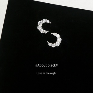 月亮锆石爆闪免摘316L钛钢耳钉耳垂钉耳骨钉耳蜗钉 月光