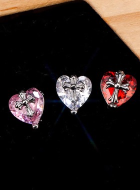 Ab | 十字爱心 | 组合锆石爆闪免摘316L钛钢耳钉耳垂钉耳骨钉