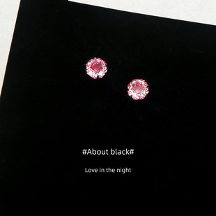 锆石爆闪夹心玫瑰切养耳F136钛合金耳钉耳骨钉耳蜗 红玫瑰