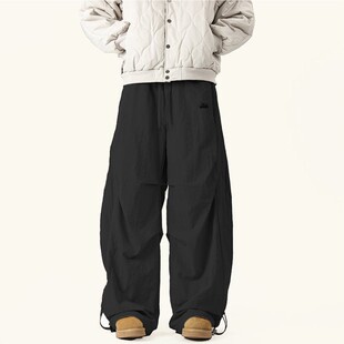 精品 青少年美式 新款 2026冬季 高街褶皱加绒弯刀休闲裤 上市