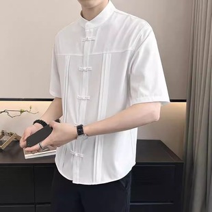 新款 上市 短袖 断码 衬衫 国风盘扣唐装 优品 新中式 2025春秋男装