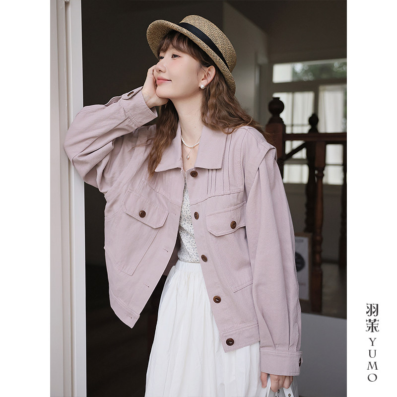 甜美紫色牛仔外套女春秋2026新款设计感宽松休闲百搭洋气夹克上衣