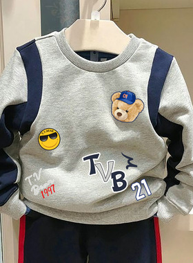 chris童装26春秋新款男童棉休闲百搭毛圈卫衣中大童卡通韩版洋气