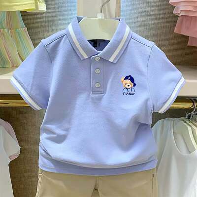 chris童装2026夏季新款男童装全棉短袖T恤中大童POLO衫翻领上衣潮