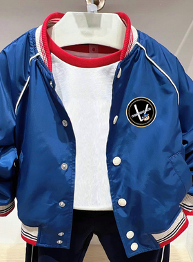 chris童装26春秋新款男童休闲上衣棒球服中大童立领夹克衫外套