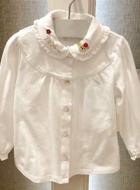 chris童装26春秋新款女童棉长袖衬衣洋气潮宝宝娃娃领衬衫打底衫