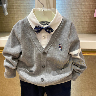 中大童毛衣儿童休闲外套 男童棉套头假两件开衫 chris童装 25春秋款