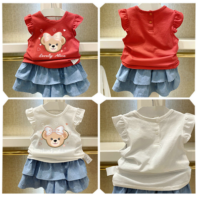 chris童装2026夏季新款女童婴童装短袖T恤纯棉小飞袖无袖背心洋气