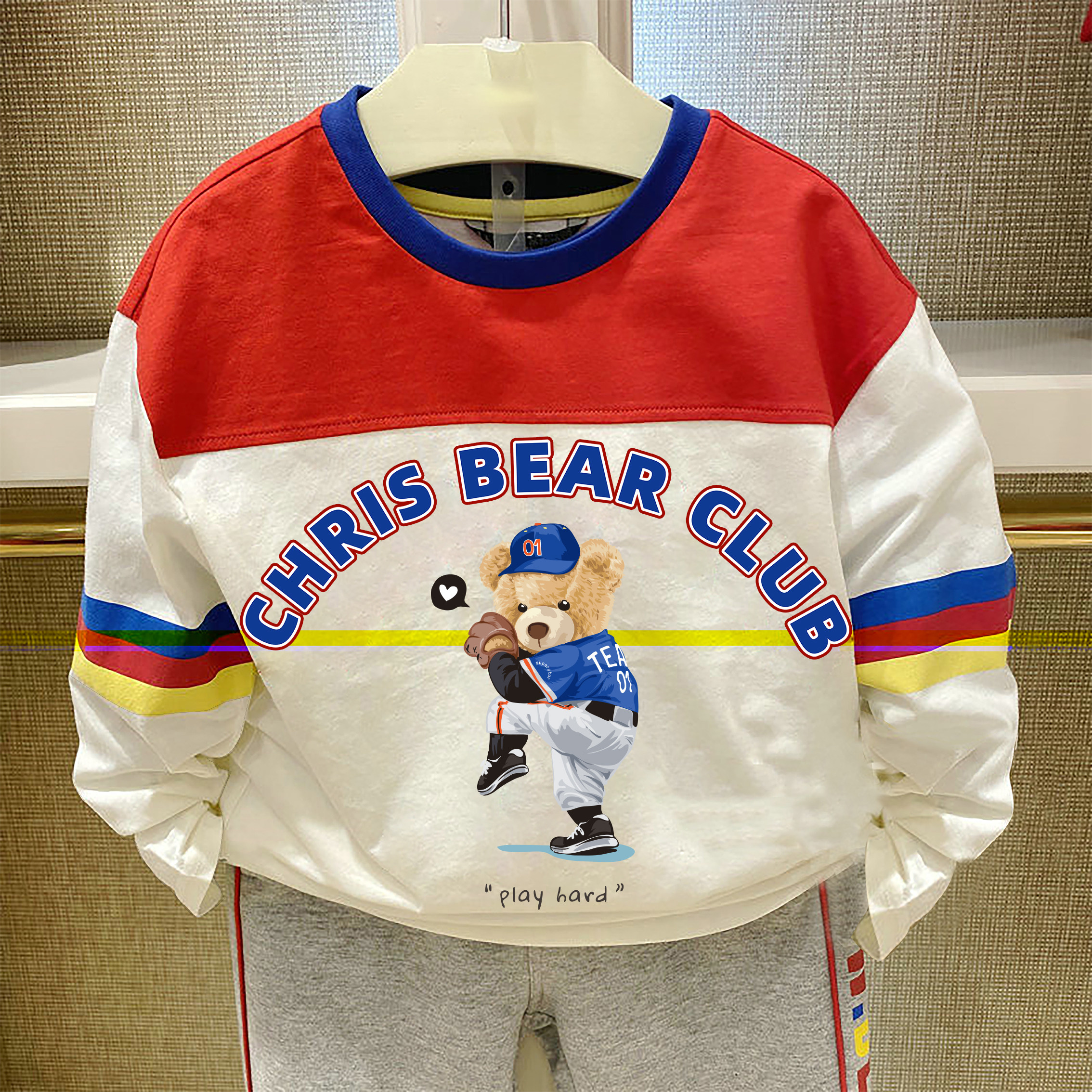 chris男童装长袖T恤拼接款26春秋新款中大童休闲圆领纯棉打底衫,童装/婴儿装/亲子装,T恤,淘宝优惠券,粉丝福利购,淘宝优惠卷