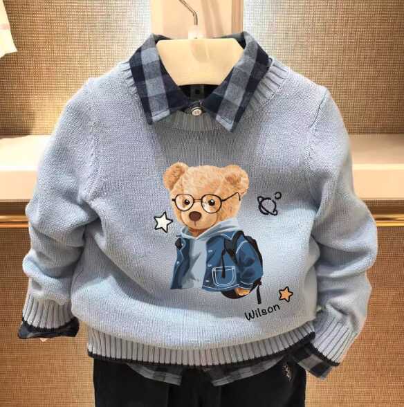 chris童装25秋冬新款男童毛衣儿童休闲百搭毛衣中大童圆领套头衫