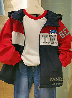 chris童装26春秋新款男童连帽夹克儿童外套中童休闲百搭连帽风衣