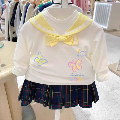 chris童装2026春秋新款女童圆领套头长袖T恤宝宝婴童棉T恤打底衫