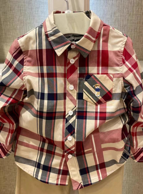 chris童装26春秋新款男童全棉长袖翻领衬衫休闲百搭经典格子衬衣