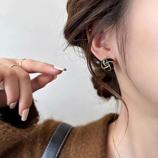 安可拉红色耳环「昔年」同心结珐琅耳钉法式轻奢气质小香风女人味