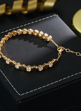 轻奢感蜂巢六边形镶嵌锆石手链