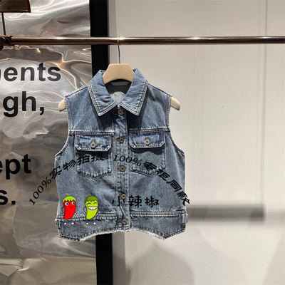 播女2025春季新款叠穿蓝色上衣复古牛仔马甲BDS1MD1545陷入春风