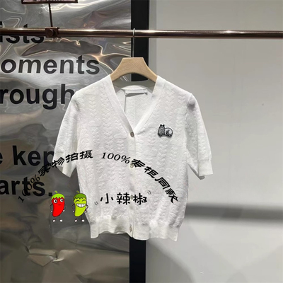 播女2025夏季新款休闲短袖V领针织开衫T恤BDS2UD2348猫猫的探险