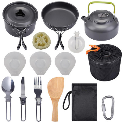 Outdoor Camping Cookware Kit Aluminum Cooking Pots Set Wa