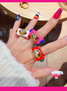 QITNV亚克力日韩个性戒指