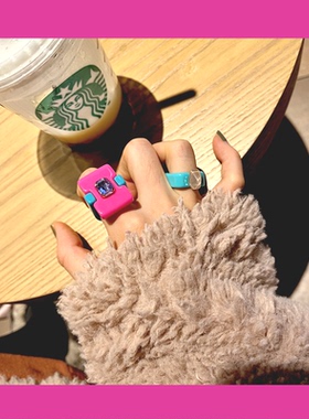 GREEN新品形撞色戒指日韩