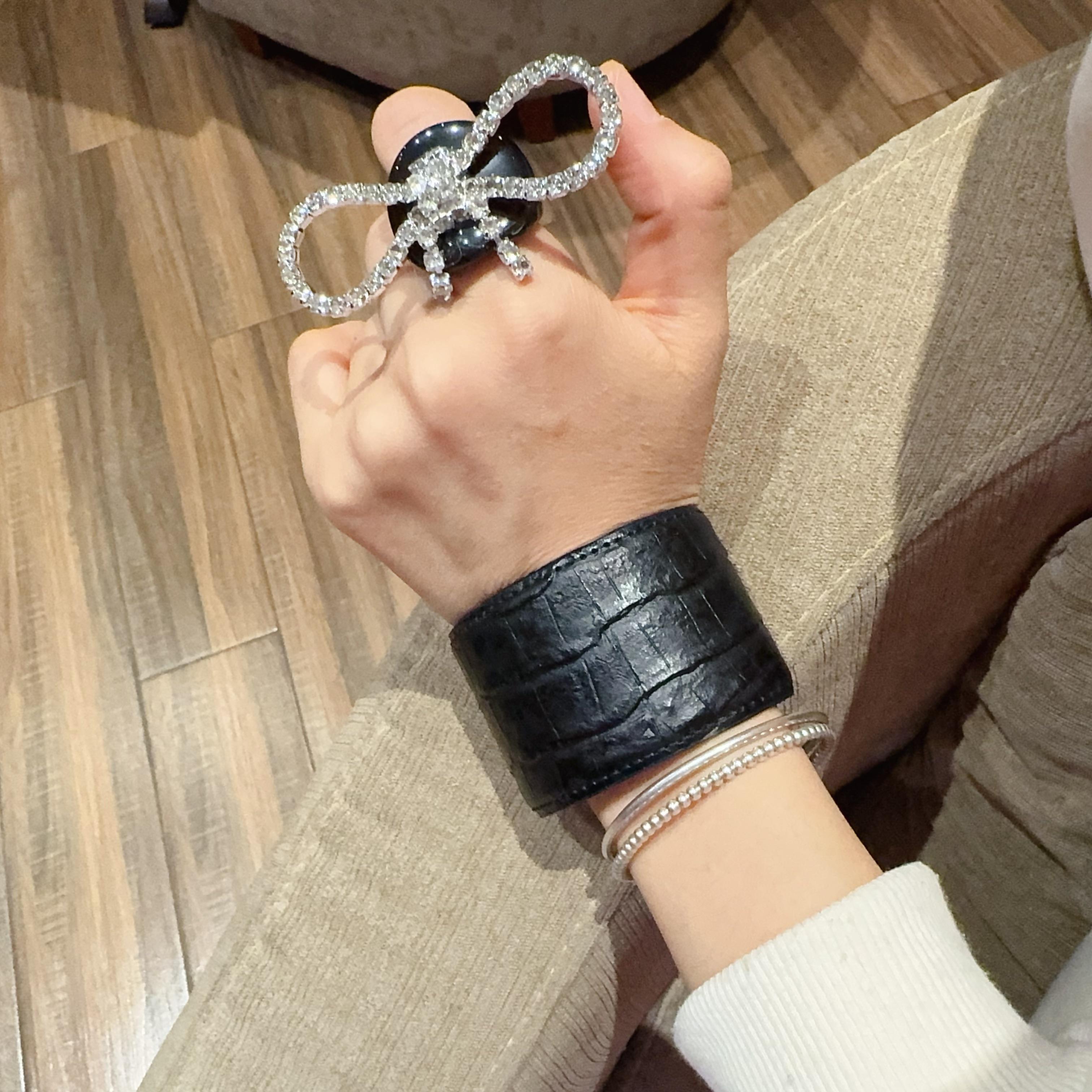 欧美风手镯跨境开口可调节鳄鱼皮蛇皮纹理多色复古个性手环