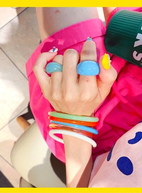 其他女亚克力日韩个性戒指