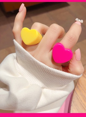 戒指green精致爱心亚克力几何形