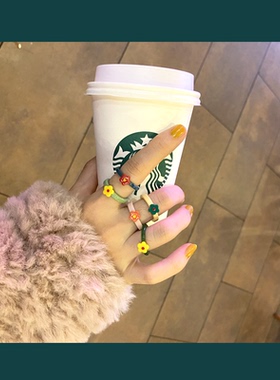 green新品精致小花女日韩戒指