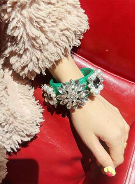 复古宫廷风奢华青春靓镶嵌高档彩钻手镯